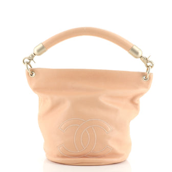 Chanel Vintage CC Handle Bucket Bag Leather Medium