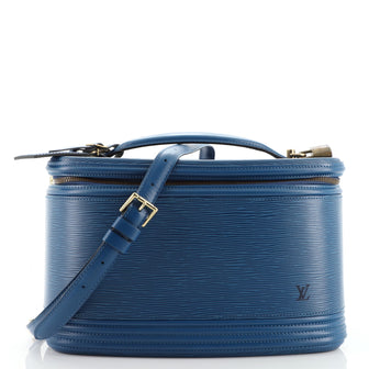 Louis Vuitton Vintage Blue Epi Leather Nice Vanity Case Gold