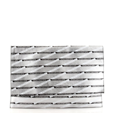 Balenciaga Logo Market Shopper Tote Printed Leather North South