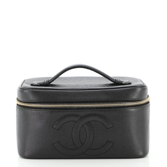 Chanel Vintage Timeless Cosmetic Case Caviar Large