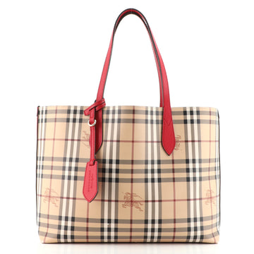 Burberry Reversible Tote Haymarket Coated Canvas and Leather Medium