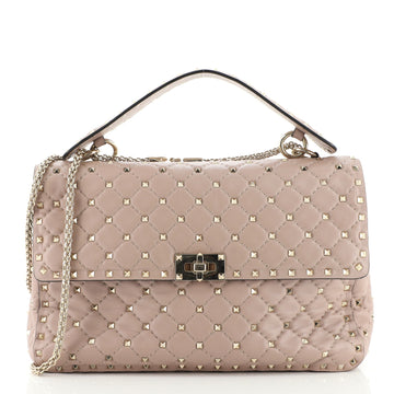 Valentino Rockstud Spike Flap Bag Quilted Leather Large