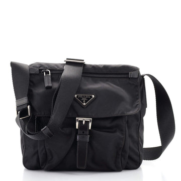 Prada Buckle Messenger Bag Tessuto Small