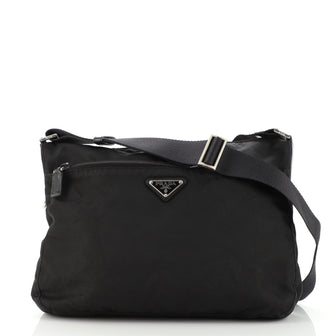 Prada Front Zip Messenger Bag Tessuto Medium