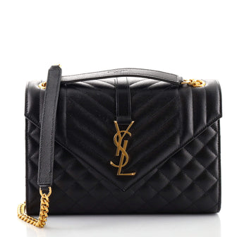 Saint Laurent Classic Monogram Envelope Satchel Quilted Leather Medium