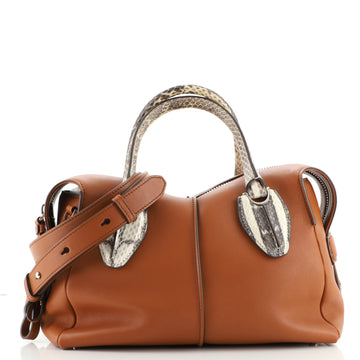 Tod's Convertible D-Styling Bauletto Bag Leather with Snakeskin Small