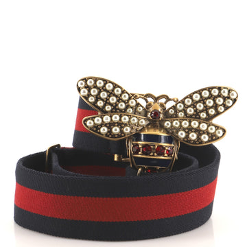 Gucci Queen Margaret Bee Belt Canvas Wide