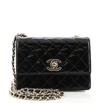 Chanel Vintage CC Chain Flap Bag Quilted Patent Mini
