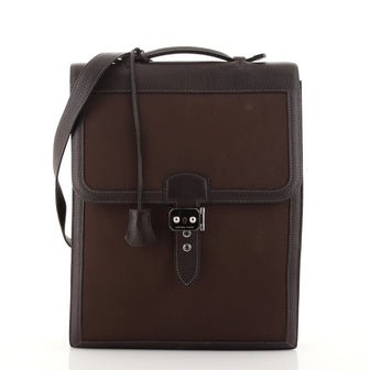 Hermes Depeche DPLG Shoulder Bag Clemence and Toile Canvas