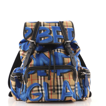 Burberry Graffiti Rucksack Backpack Vintage Check Canvas Large