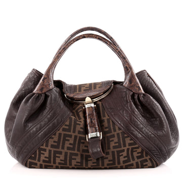 Fendi Tortoise Spy Bag Zucca Canvas and Leather