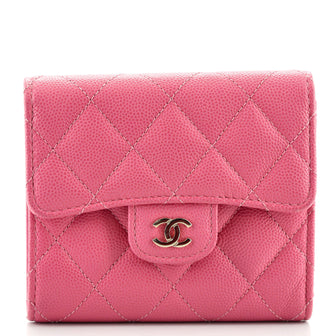 Chanel Trifold Flap Wallet Quilted Caviar Small