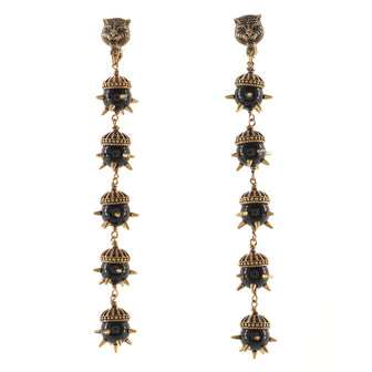 Gucci Feline Clip-On Multi Drop Earrings Metal and Faux Pearls