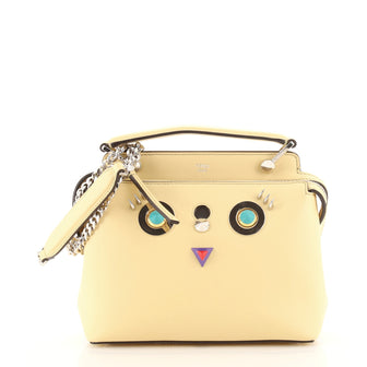 Fendi DotCom Faces Convertible Satchel Embellished Leather Small