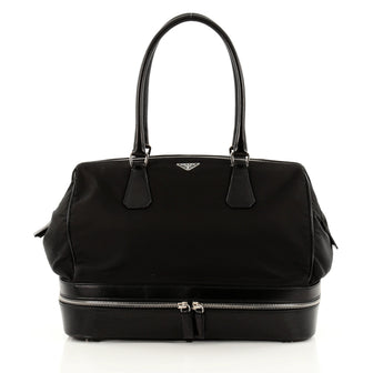 Prada Expandable Zippered Tote Tessuto and Leather Medium