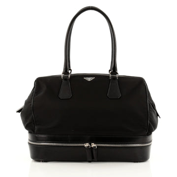 Prada Expandable Zippered Tote Tessuto and Leather Medium