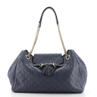 Gucci Emily Flap Shoulder Bag Guccissima Leather Large