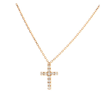 Cartier Cross Pendant Necklace 18K Rose Gold with Diamonds
