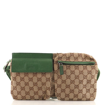 Gucci Vintage Double Belt Bag GG Canvas