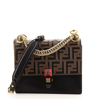 Fendi Kan I Bag Zucca Embossed Leather Small