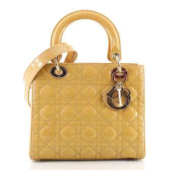 Christian Dior Lady Dior Bag Cannage Quilt Patent Medium