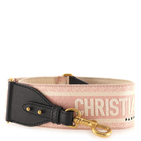 Christian Dior Logo Bag Strap Embroidered Canvas Light Pink S8552CBTE