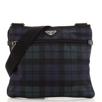 Prada Zip Messenger Bag Printed Tessuto Medium