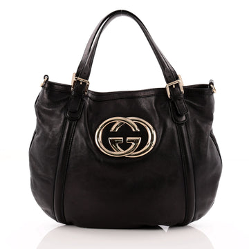 Gucci Britt Convertible Satchel Leather Large