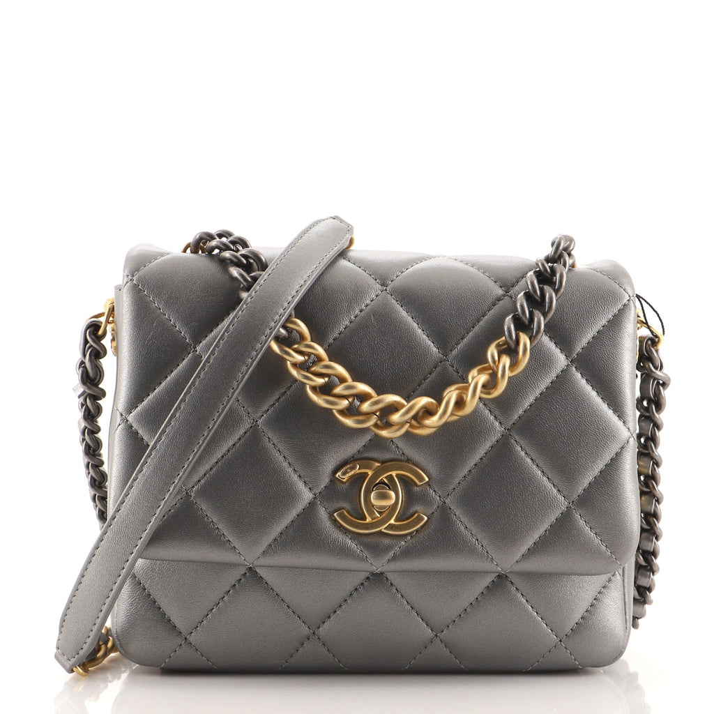 Chanel Quilted Side Note Flap Small, White Lambskin with Gold
