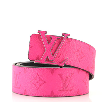 Louis Vuitton LV Initiales Reversible Belt Monogram Taigarama Wide Pink  1110464