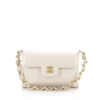Chanel Iridescent Chain Flap Bag Quilted Caviar Mini