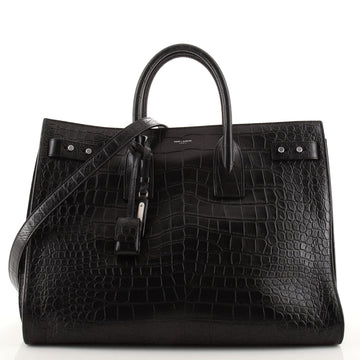 Saint Laurent Sac de Jour Souple Bag Crocodile Embossed Leather Large