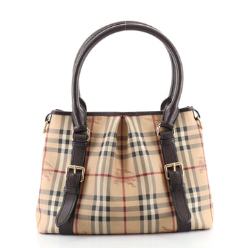Burberry Northfield Convertible Tote Haymarket Coated Canvas Small
