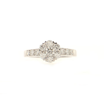 Van Cleef & Arpels Fleurette 1 Row Ring 18K White Gold and Diamonds Small