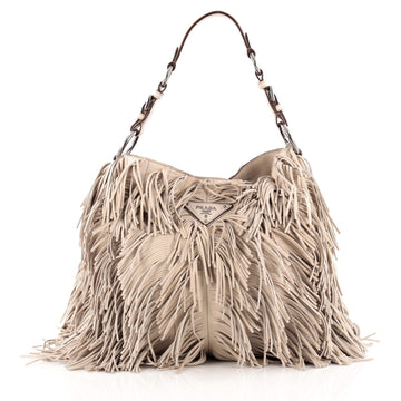 Prada Fringe Hobo Leather Medium