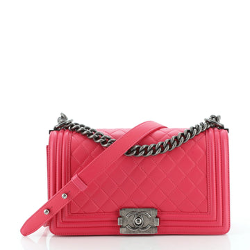Chanel Boy Flap Bag Quilted Lambskin Old Medium