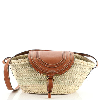 Chloe Marcie Basket Bag Raffia and Leather Small