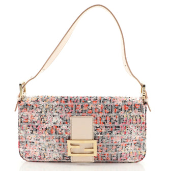 Fendi Baguette Sequin Embellished Zucchino Coated Canvas