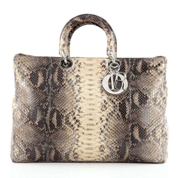 Christian Dior Lady Dior Handbag Python Large