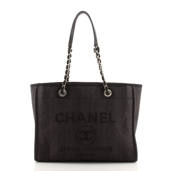 Chanel Deauville Tote Striped Mixed Fibers Small