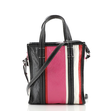 Balenciaga Bazar Convertible Tote Striped Leather XS