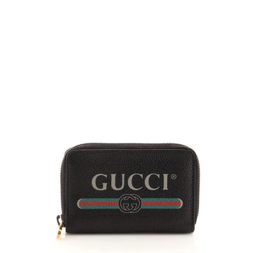 Gucci Logo Zip Card Case Printed Leather