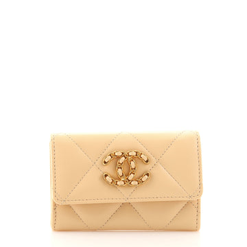 Chanel 19 Flap Card Case Quilted Goatskin