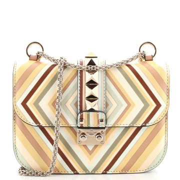 Valentino 1973 Glam Lock Shoulder Bag Striped Leather Small