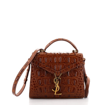 Saint Laurent Cassandra Top Handle Bag Crocodile Embossed Leather Mini