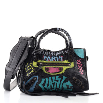 Balenciaga City Graffiti Classic Studs Bag Leather Mini