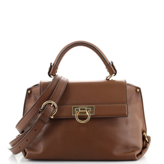 Salvatore Ferragamo Sofia Satchel Pebbled Leather Small