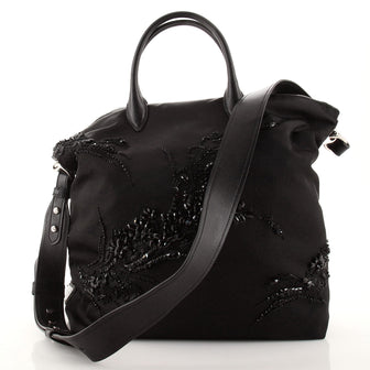 Prada Convertible Tote Beaded Tessuto Medium