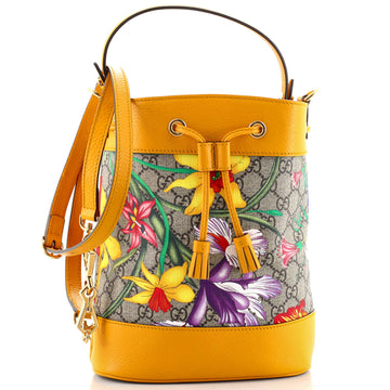 Gucci Ophidia Bucket Bag Flora GG Coated Canvas and Leather  Small