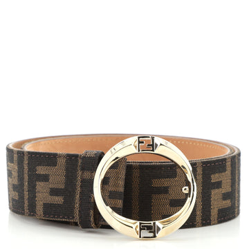Fendi Round Buckle Belt Monogram Canvas Wide